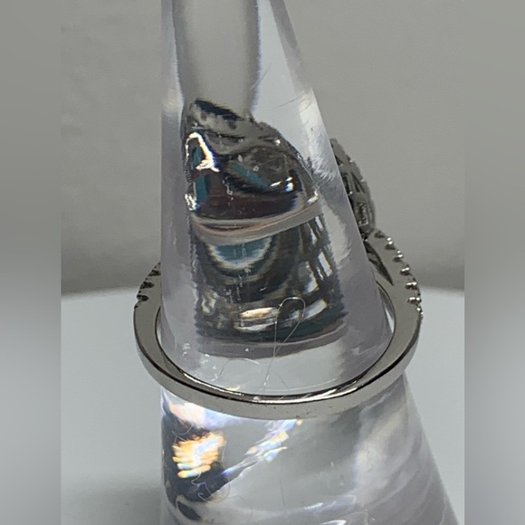 Large Oval Faceted London Blue Topaz Framed by/Cubic Zirconias w/CZ Band - Picture 4 of 11